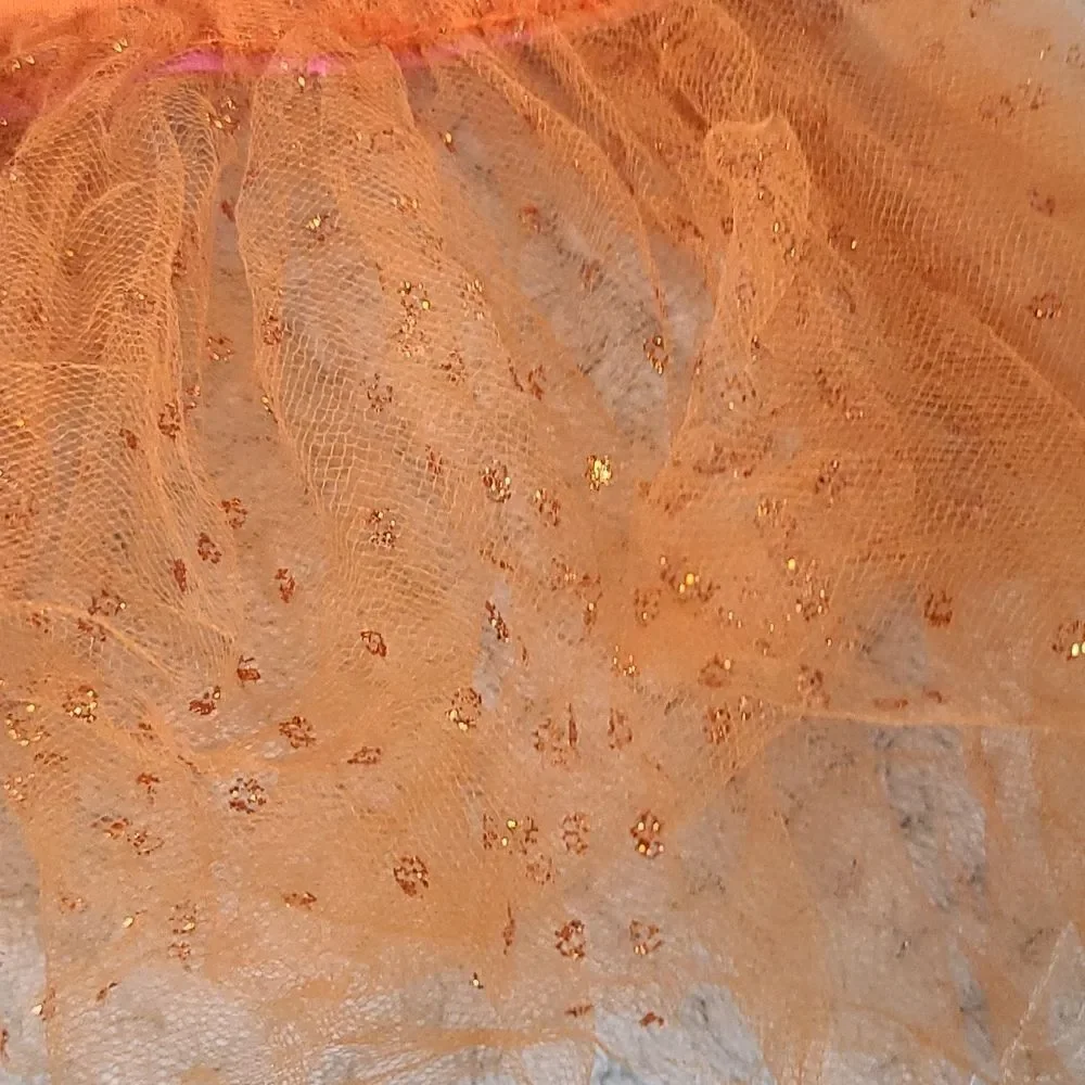 Pet Costume | Halloween Tutu Dog Dress Orange Batty for Mommy Glitter XS Clothes